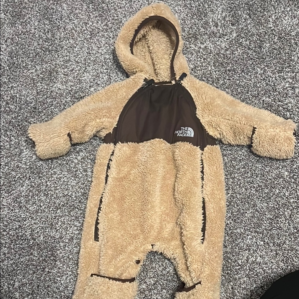 The North Face Tan and Brown Kids One Piece Footie